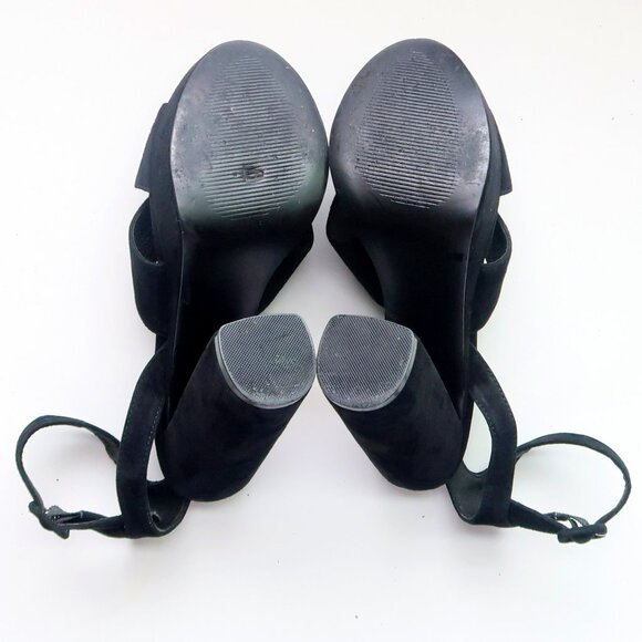 Steve Madden Jodi Black Suede Leather Platform Ankle Strap High Heel Sandals 7 - Picture 5 of 14